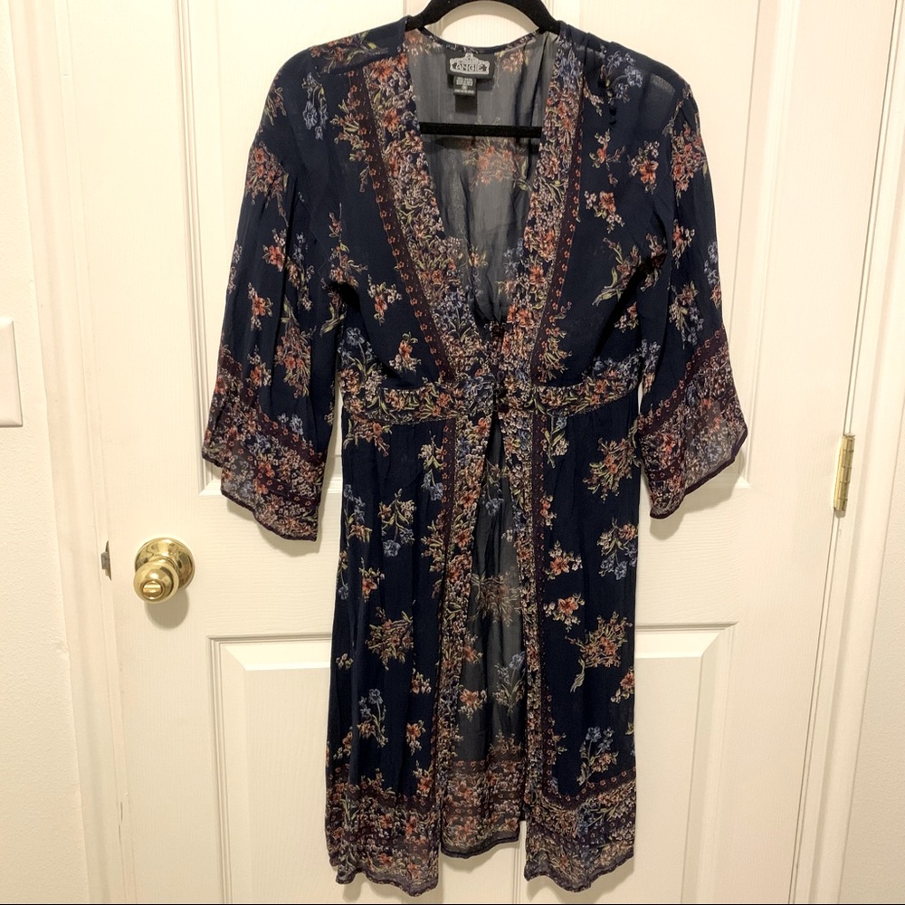 Angie cover up blue with floral print